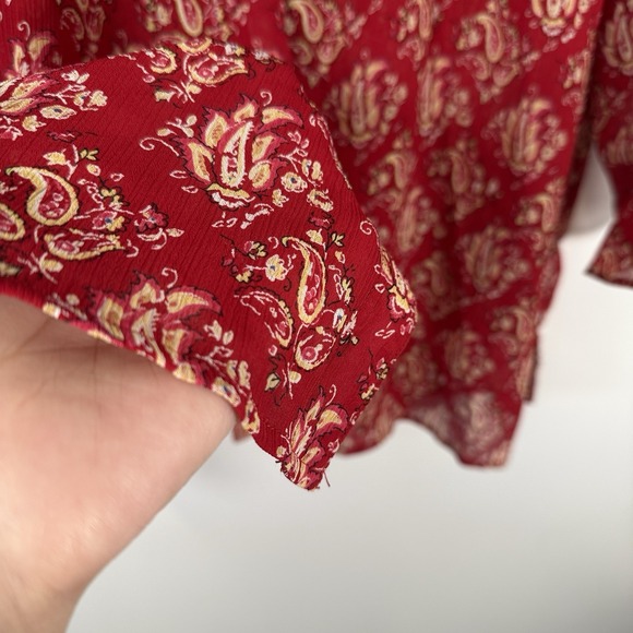 Liz Claiborne Women's Blouse Button Down Shirt Sheer Paisley Crinkled Size 14W - Picture 2 of 5